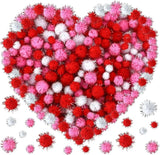 Valentine's Day Pom Poms Balls 600 Pieces Pink Red Glitter Pom Poms