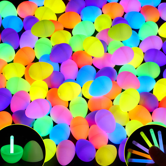 JOYIN 72 Pcs Easter Eggs with 72 Mini Glow Sticks for Kids