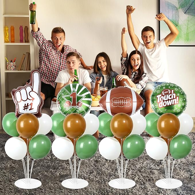 4 Sets Football Party Balloons Stand Kit with Football Shaped Count
