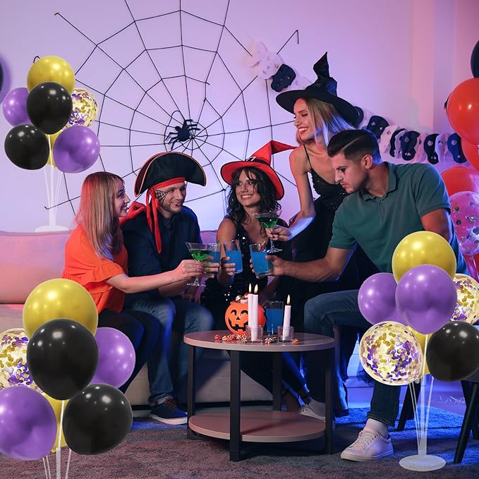 Halloween Decorations Balloon Stand with Purple Black and Gold