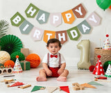 Wild One Felt Green Happy Birthday Banner Birthday Decorations for