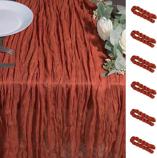 Snowkingdom 6PCS 10Ft Fall Thanksgiving Table Runner Terracotta Rust