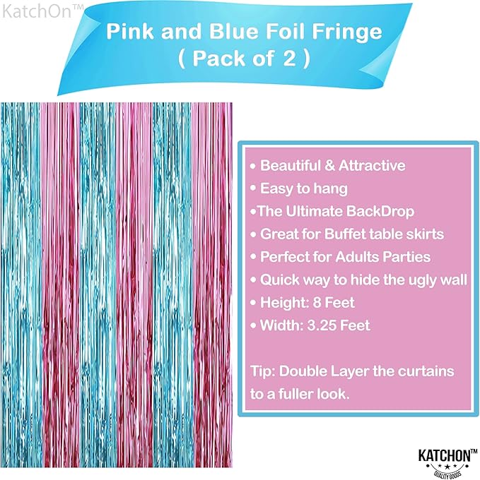 KatchOn, XtraLarge Pink and Blue Streamers - 3.2 x 8 Ft, Pack of 2 |