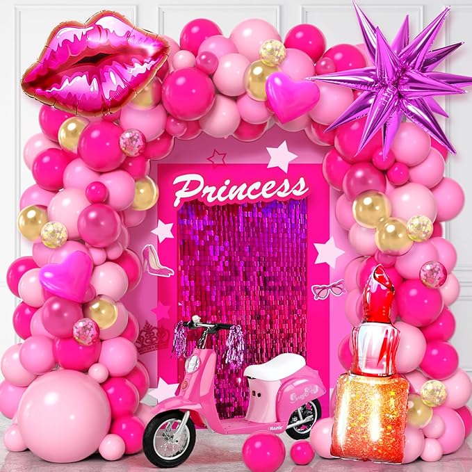 Winrayk Hot Pink Birthday Decorations for Girls Women, Pink Balloon