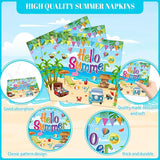 96 Pcs Hello Summer Party Decorations Summer Beach Paper Plates and