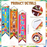 3 Pcs Hawaiian Banners Aloha Luau Porch Sign Tiki Bar Hanging Flag