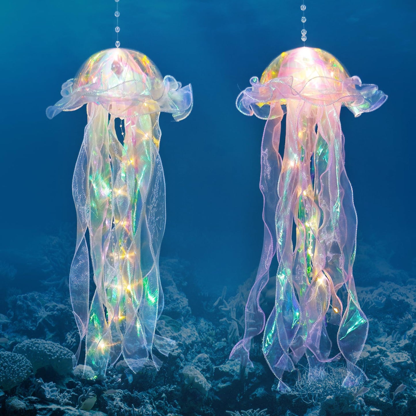 Glitter Iridescent Jellyfish Hanging Decor Blue Purple Jellyfish Kit