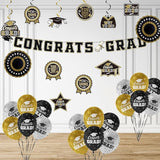 Black and Gold Themed 2026 Graduation Decorations Set Congrats Grad