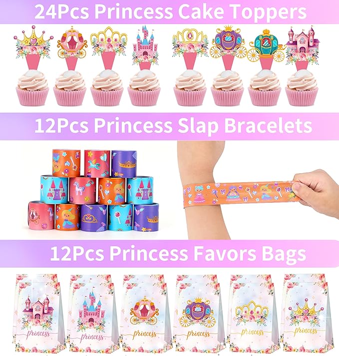 308PCS Princess Birthday Party Decorations Favors Including Goodie