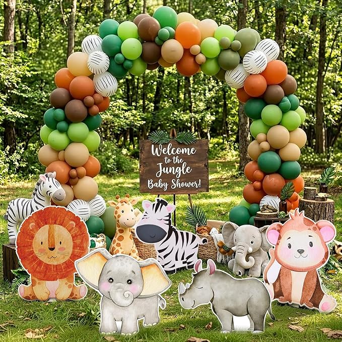 5 Pcs Large Jungle Safari Animal Cardboard Cutouts 16.5 to 26.4