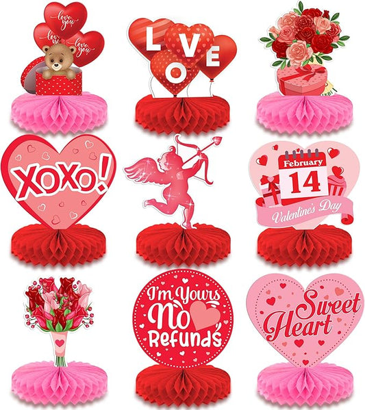 Valentines Day Centerpiece for Table Pack of 9 Pink Valentines Day
