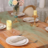 Snowkingdom Sage Green Table Runner, 10 FT Sheer Tulle Cheesecloth