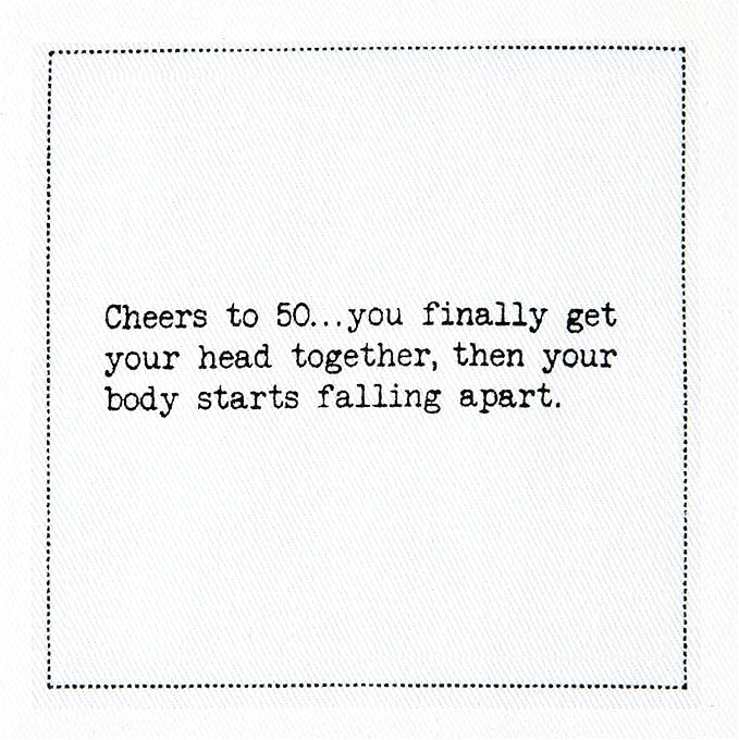 Five Star Funny 50th Birthday Quotes | White Cotton Cocktail Napkins