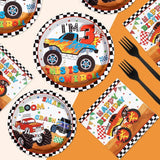96 Pcs Monster Theme Truck 3rd Birthday Party Supplies Monster Theme