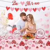 122PCS Valentine's Day Party Supplies Pink Heart Paper Plates