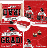 QZYL 2 PCS Graduation Tablecloth, 108" X 54" Red Graduation Table