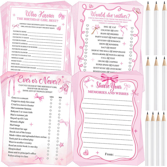 Pasimy 60 Pcs Who Knows the Birthday Girl Best Cards Would She Rather