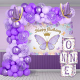 Butterfly First Birthday Decorations for Girl Purple Butterfly