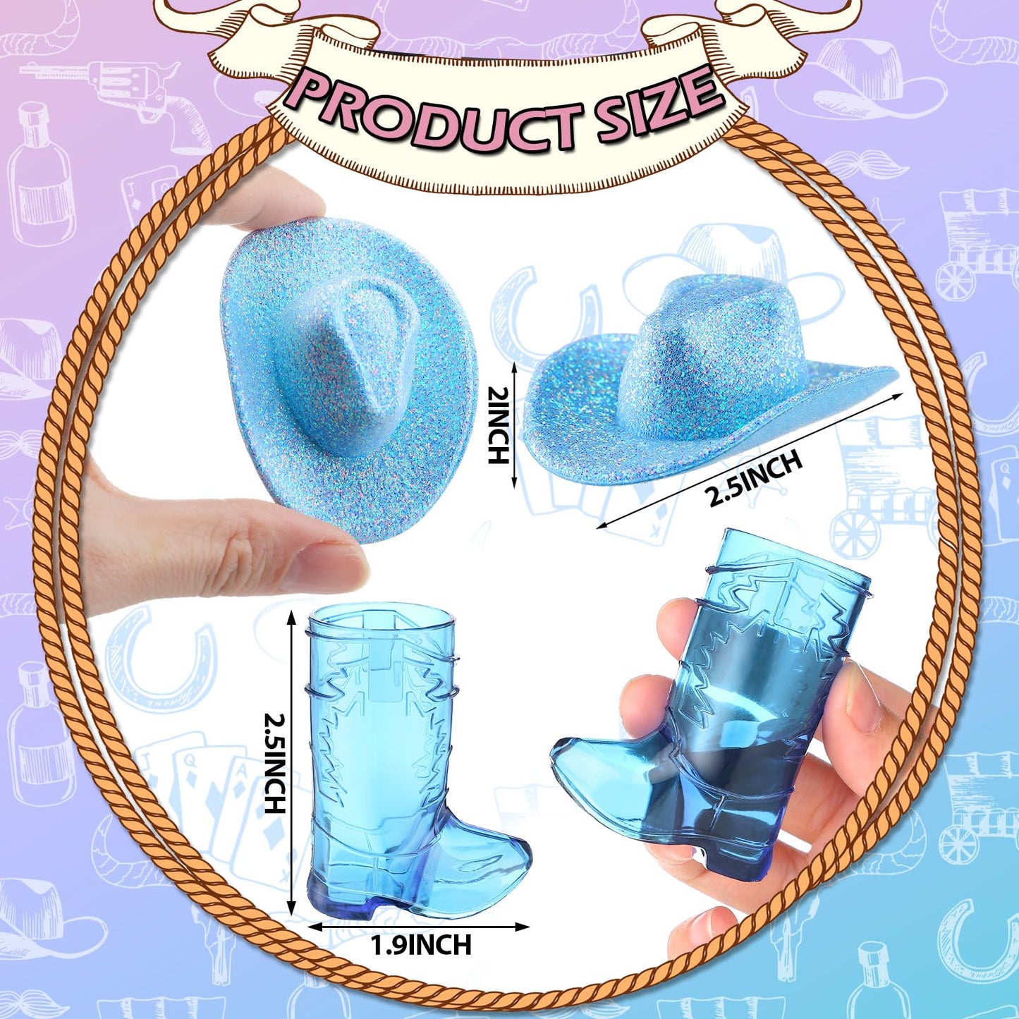 Vesici 20 Pcs Mini Cowgirl Hats Western Tiny Blue Boots Cowboy Shot