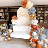 Orange and Blue Balloons, Retro Burnt Orange terracotta Dusty Blue