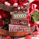4 Pcs Valentine's Day Table Decoration Wooden Heart Truck Decor