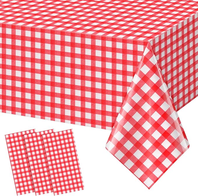3pcs 54X108inch Red Checkered Tablecloth,Red Gingham Tablecloths