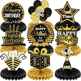 9 PCS Happy Birthday Party Table Decorations | Black and Gold