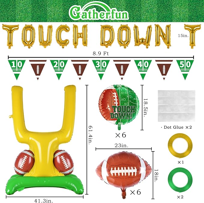 Football Party Supplies Kit Touchdown Letter Balloon Goal Post &