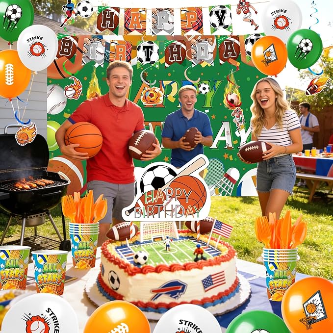 Combo Sports Party Kit for 20 Football & Basketball Theme