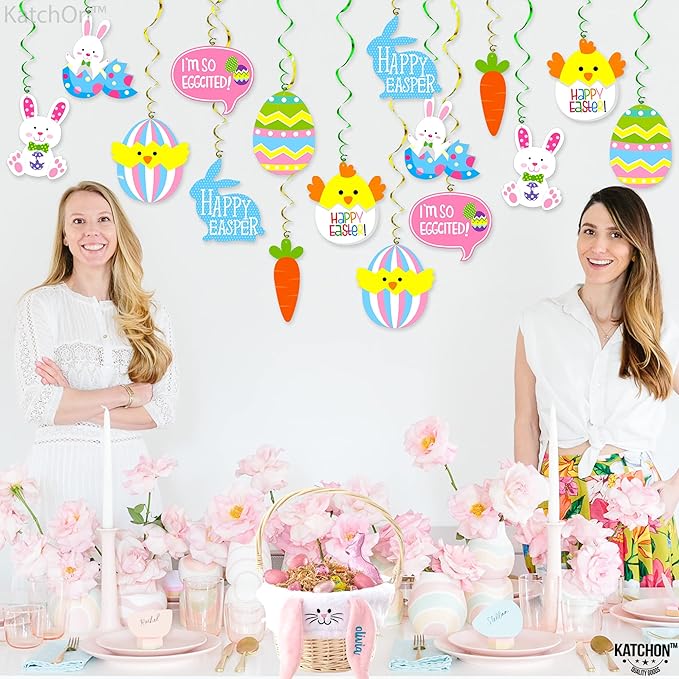 Easter Hanging Swirls Decorations 46 Pack No DIY Easter Decorations