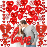 Valentines Day Decorations with I Love You and Red Heart Foil