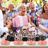 80th Birthday Decorations for Women - 9pcs Rose Gold 80 Party
