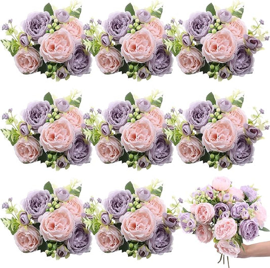 8 Bundles Artificial Peonies Flowers Boho Faux Flowers Arrangements #8