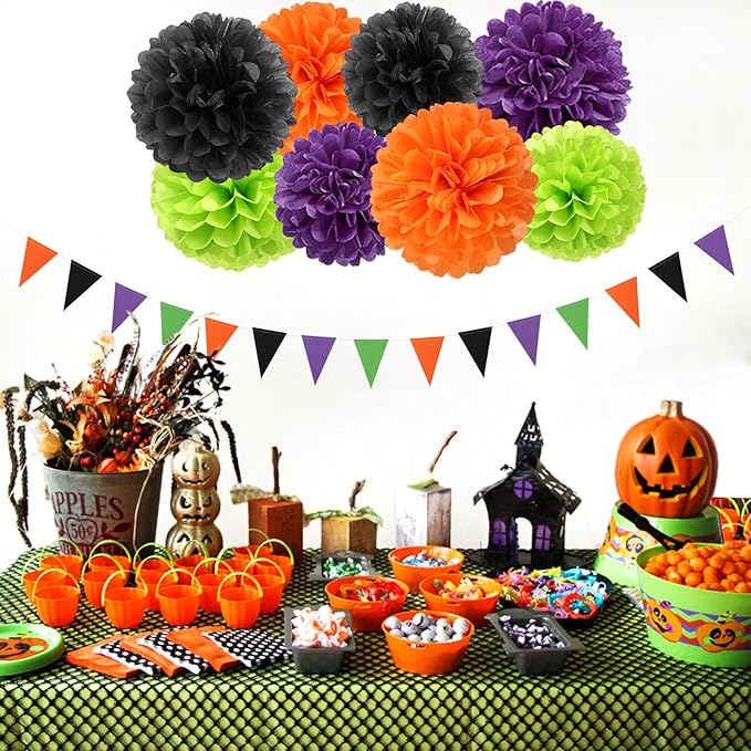 Black Purple Orange Green Halloween Party Decorations 30pcs Tissue