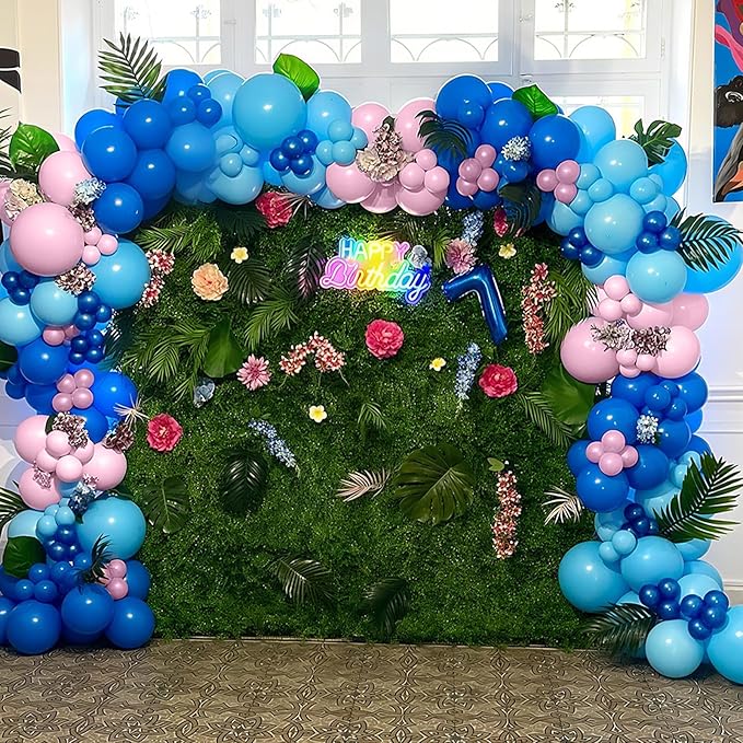 HILAVO Pink and Blue Balloons 12 Inch Pastel Metallic Blue Baby Light