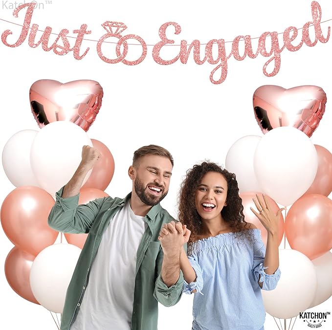 Glitter Rose Gold Engagement Banner 10 Feet No DIY Engagement Party