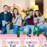 3 pcs Movie Night Decorations Pink Movie Night Tablecloths 108 x 54