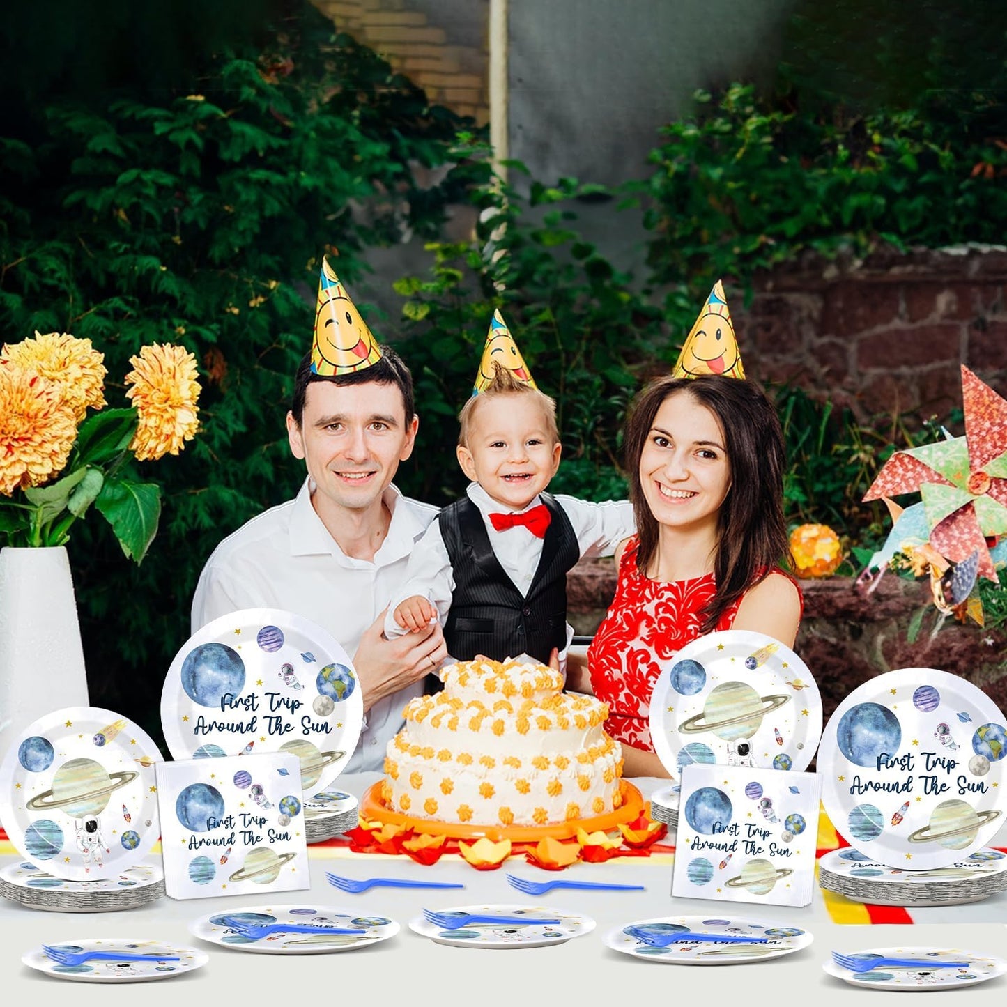 200 PCS First Trip Around the Sun Birthday Tableware Disposable