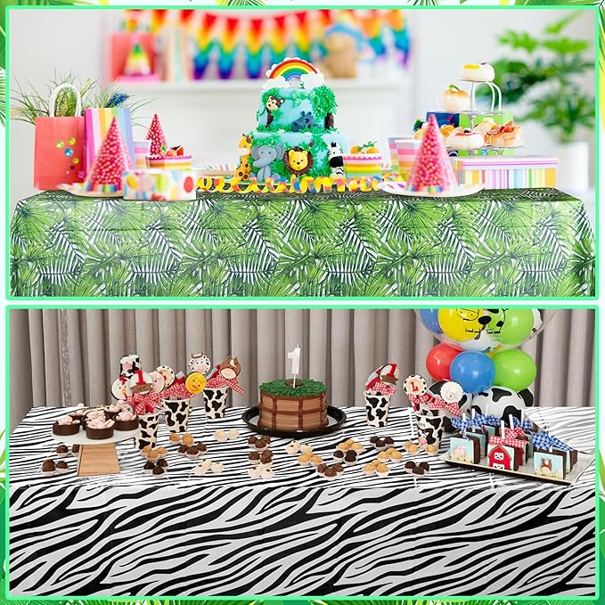 12Pack Animal Safari Tablecloth Jungle Animal Zoo Theme Party Table