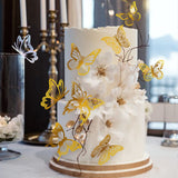 Ercadio 3d 36 Pack Butterfly Cake Toppers Gold and Laser Silver Pvc