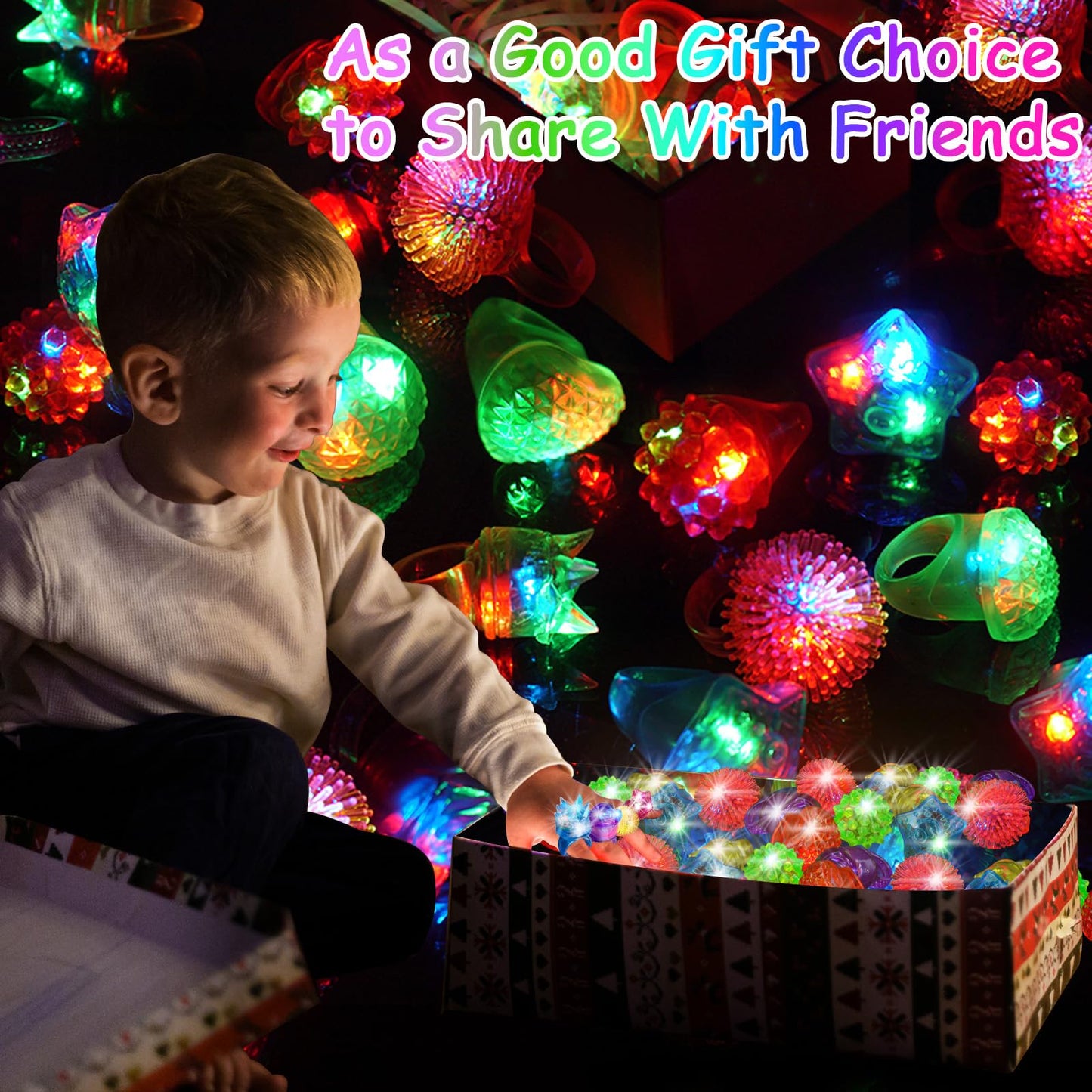 OLUPP Party Favors 100 Pcs Light Up Rings, Glow In The Dark Party