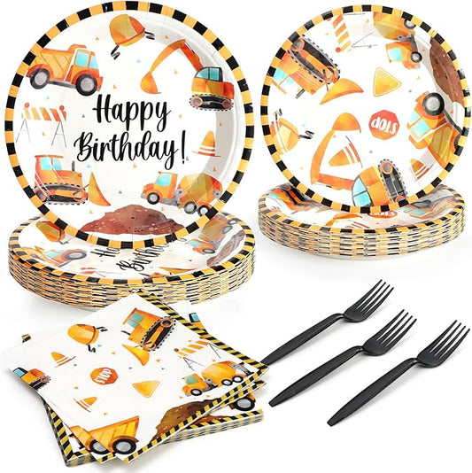 96Pcs Construction Birthday Party Supplies Construction Truck Paper