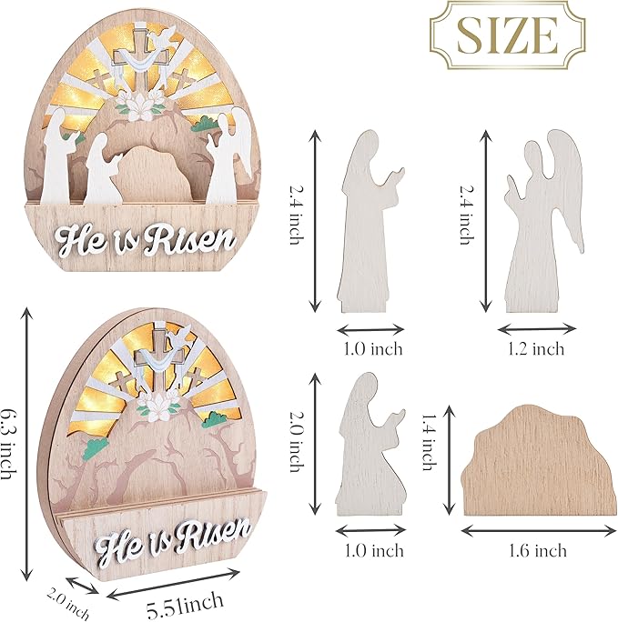 Valery Madelyn Easter Decorations with LED Light Lighted Empty Tomb