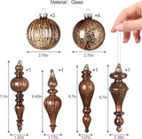 DN DECONATION Mercury Glass Christmas Ornaments, 10pcs Vintage Brown
