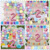 Pastel 2nd Birthday Party Decorations for Girls Number 2 Balloon