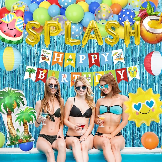 Summer Pool Beach Party Decorations, Splash Birthday Bash Party