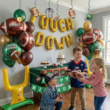 Football Party Decorations Kit & Green Brown Gold Balloons & Goal