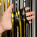 Black and Gold Party Streamers Decoration GREATRIL Foil Fringe