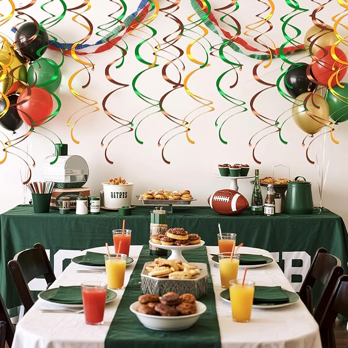 Colorful Ceiling Swirl Foil Decorations Football Hanging Plastic