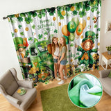2 Pcs St Patrick's Day Curtains for Living Room Green Shamrock Truck